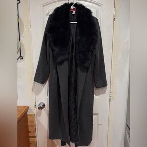 Merona Black Faux Fur Collar Coat